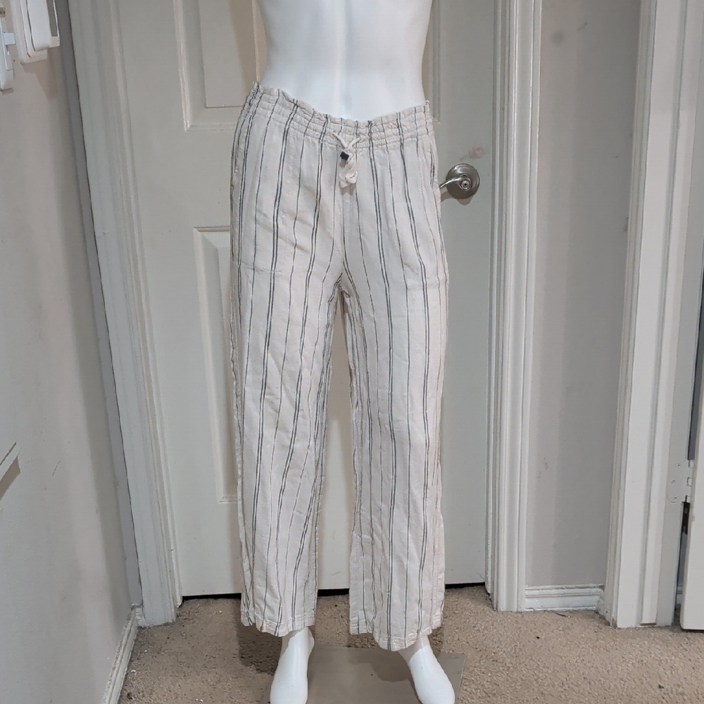 Time and Tru White Pants with Black Stripes XS